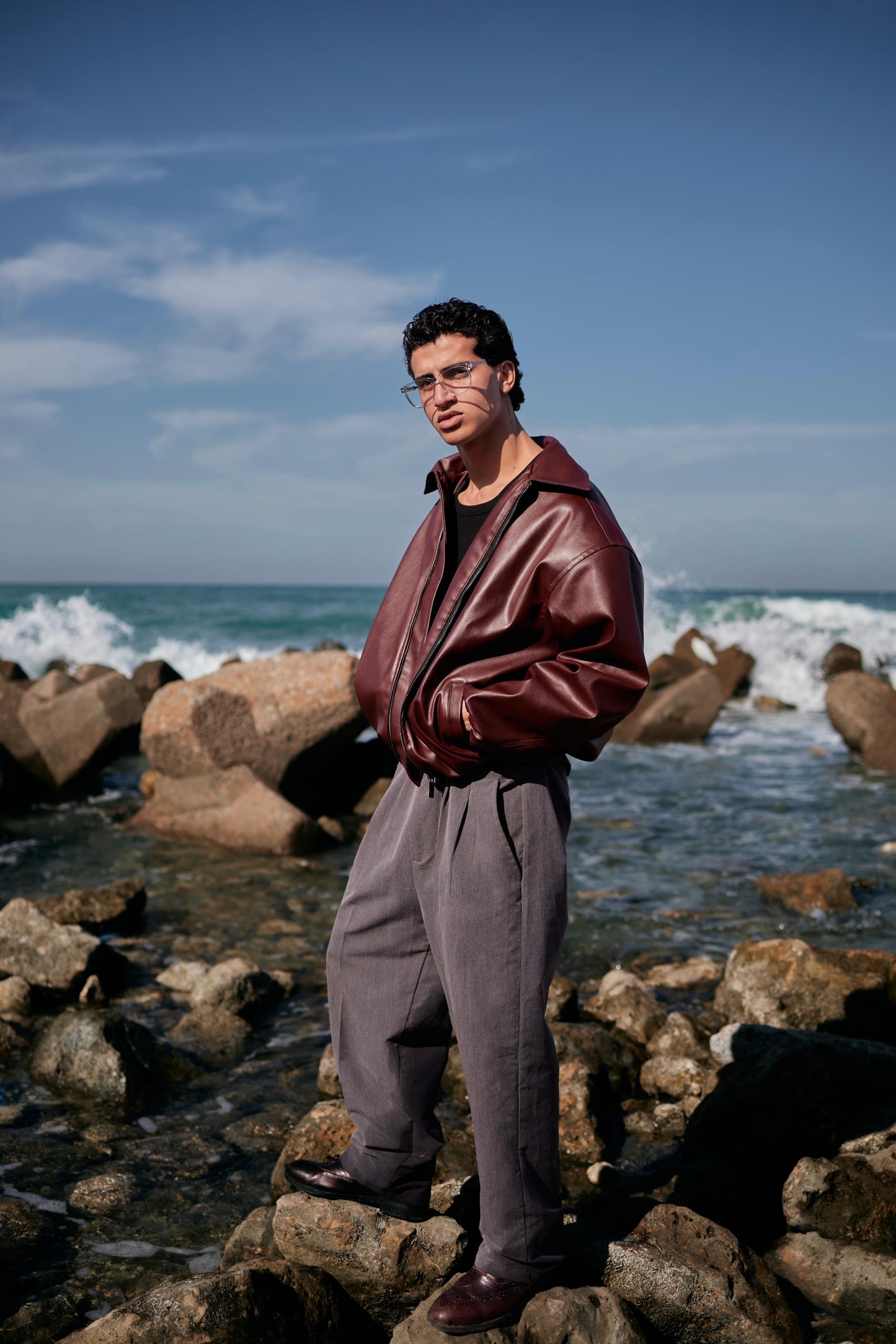 BURGUNDY LEATHER JACKET