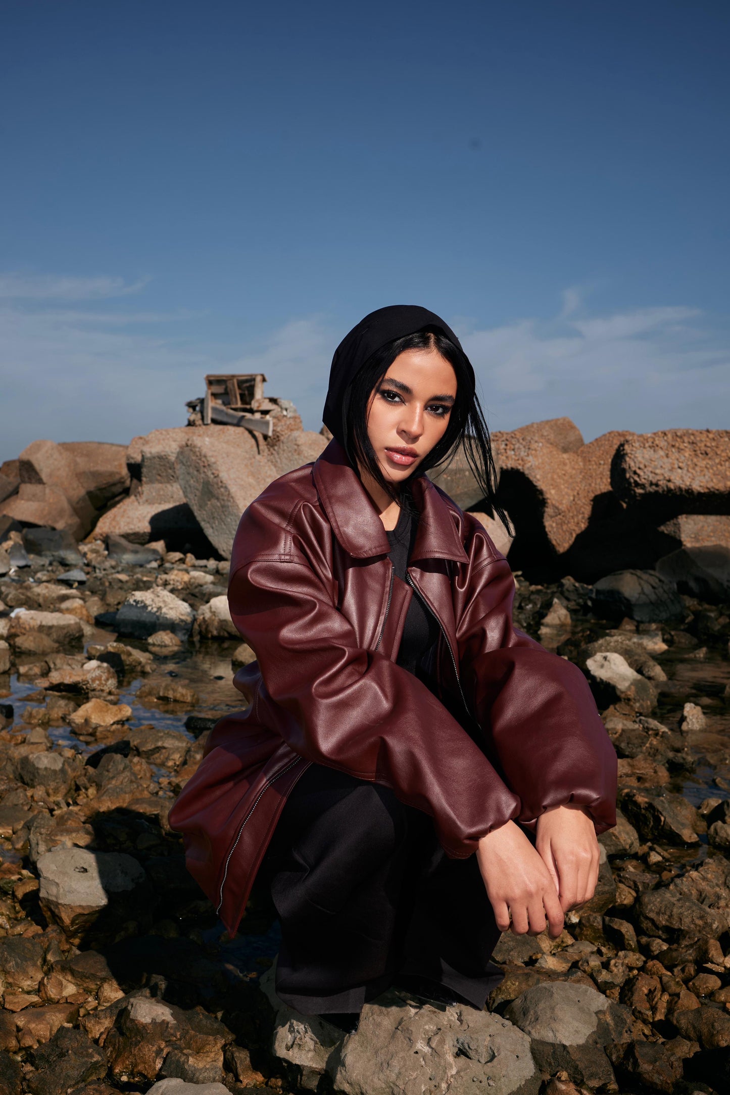 BURGUNDY LEATHER JACKET