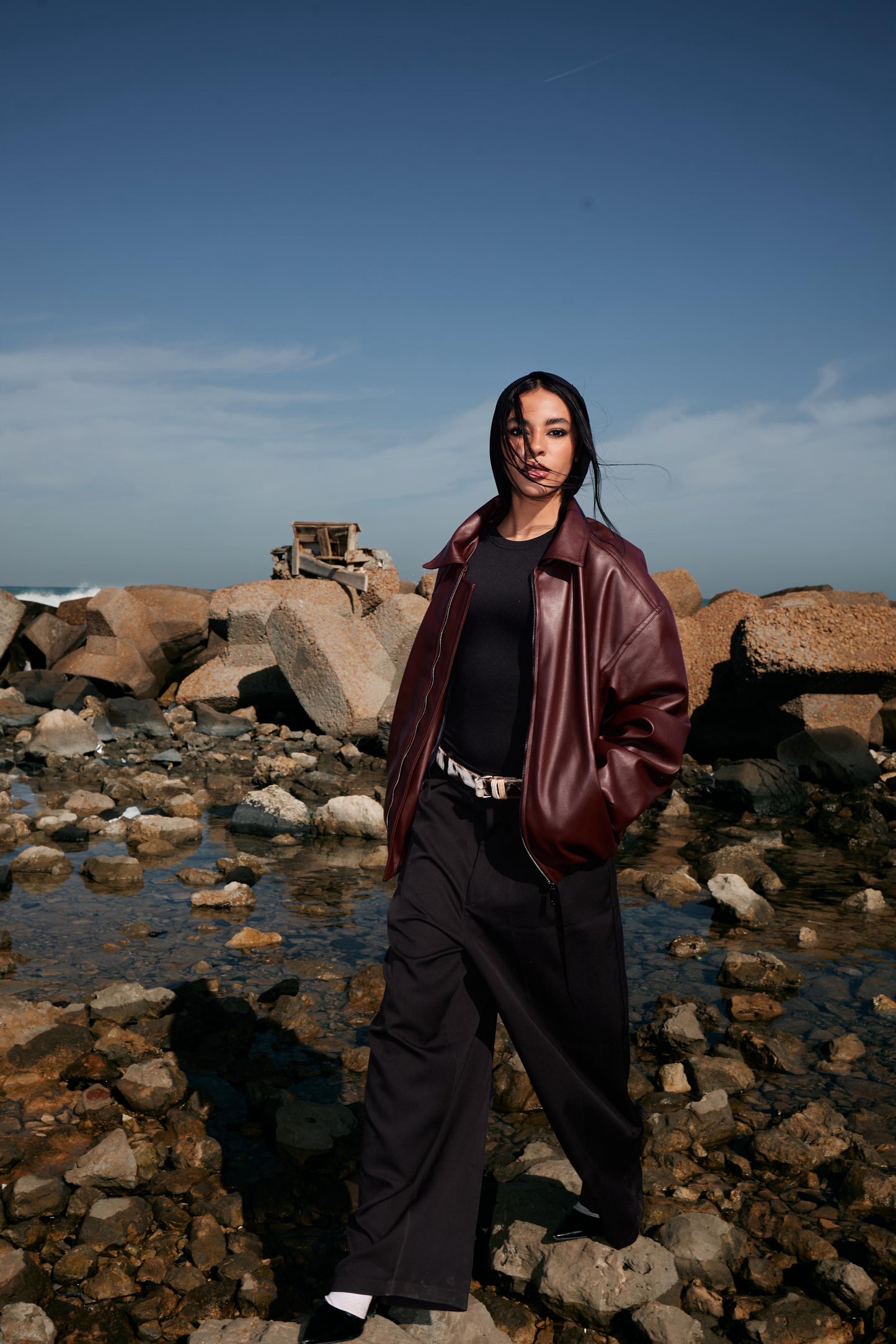 BURGUNDY LEATHER JACKET