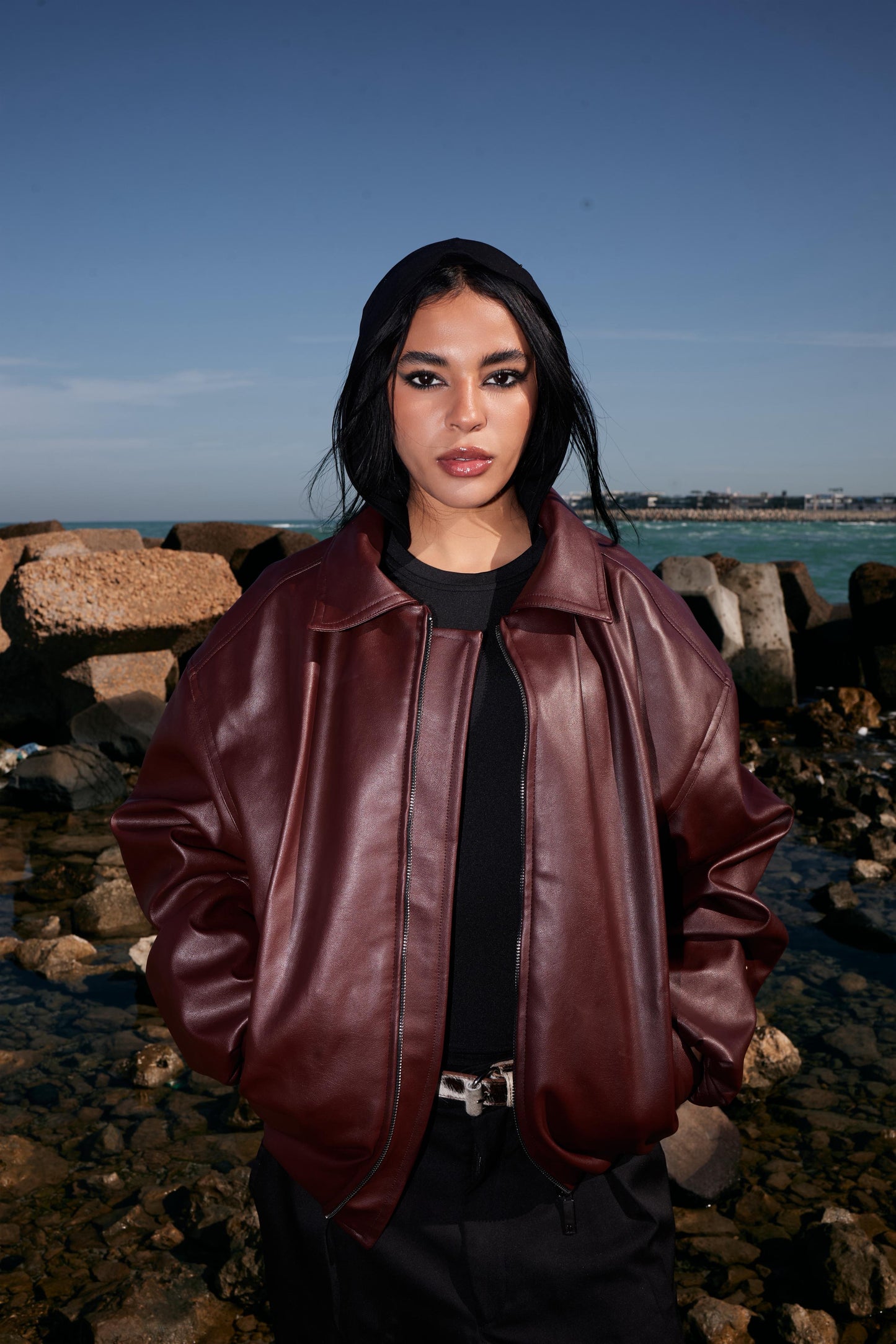 BURGUNDY LEATHER JACKET