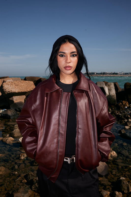 BURGUNDY LEATHER JACKET