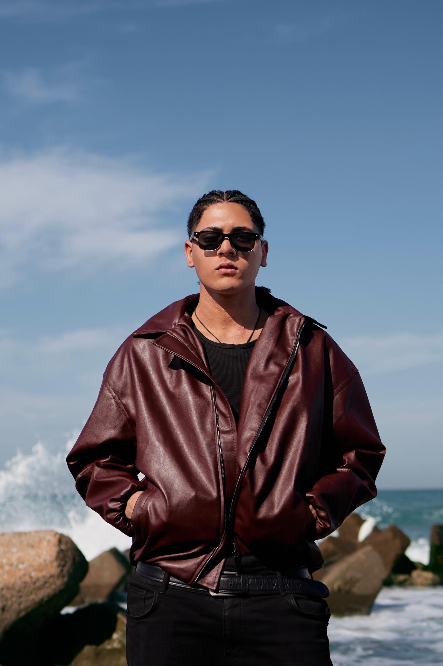 BURGUNDY LEATHER JACKET