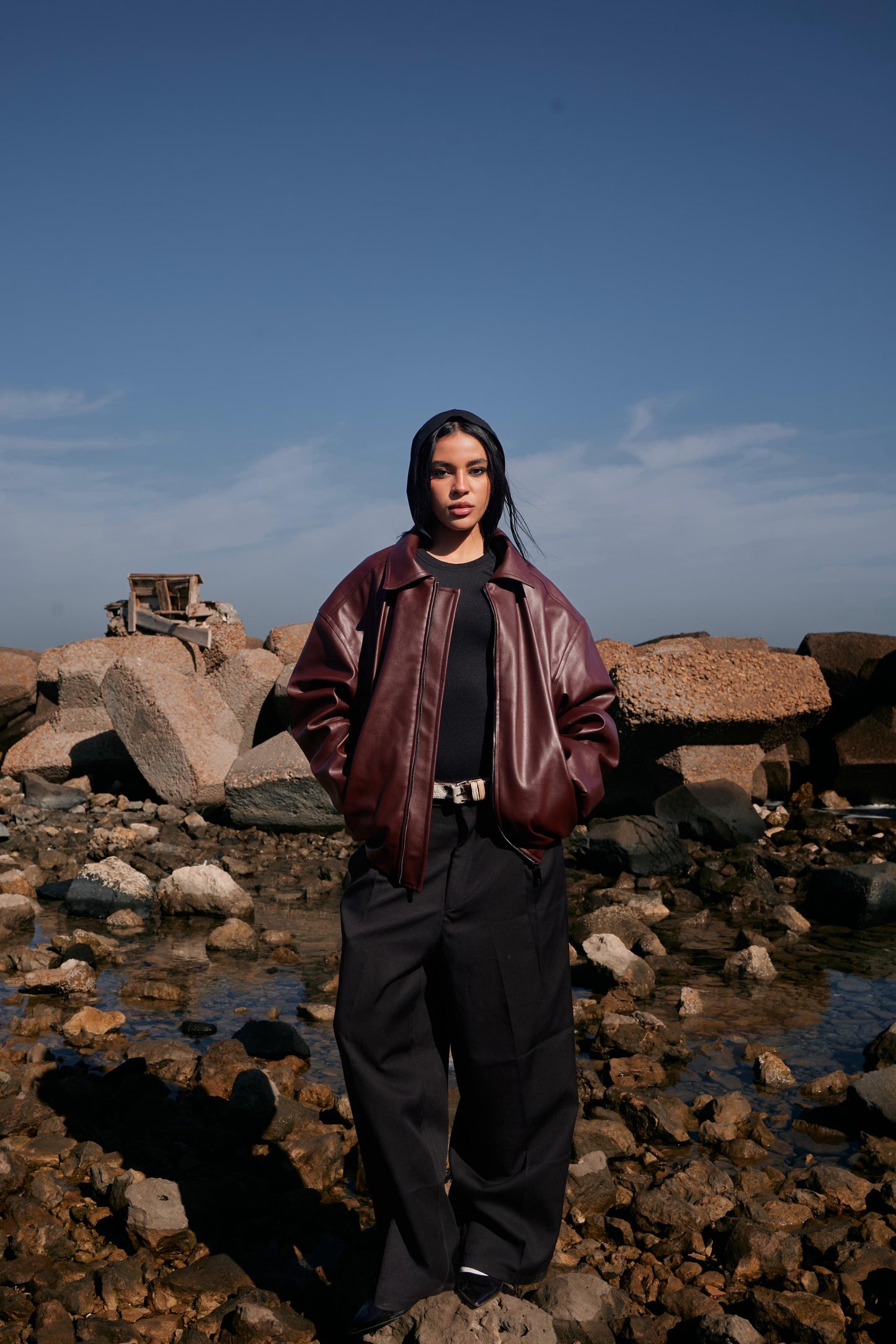 BURGUNDY LEATHER JACKET