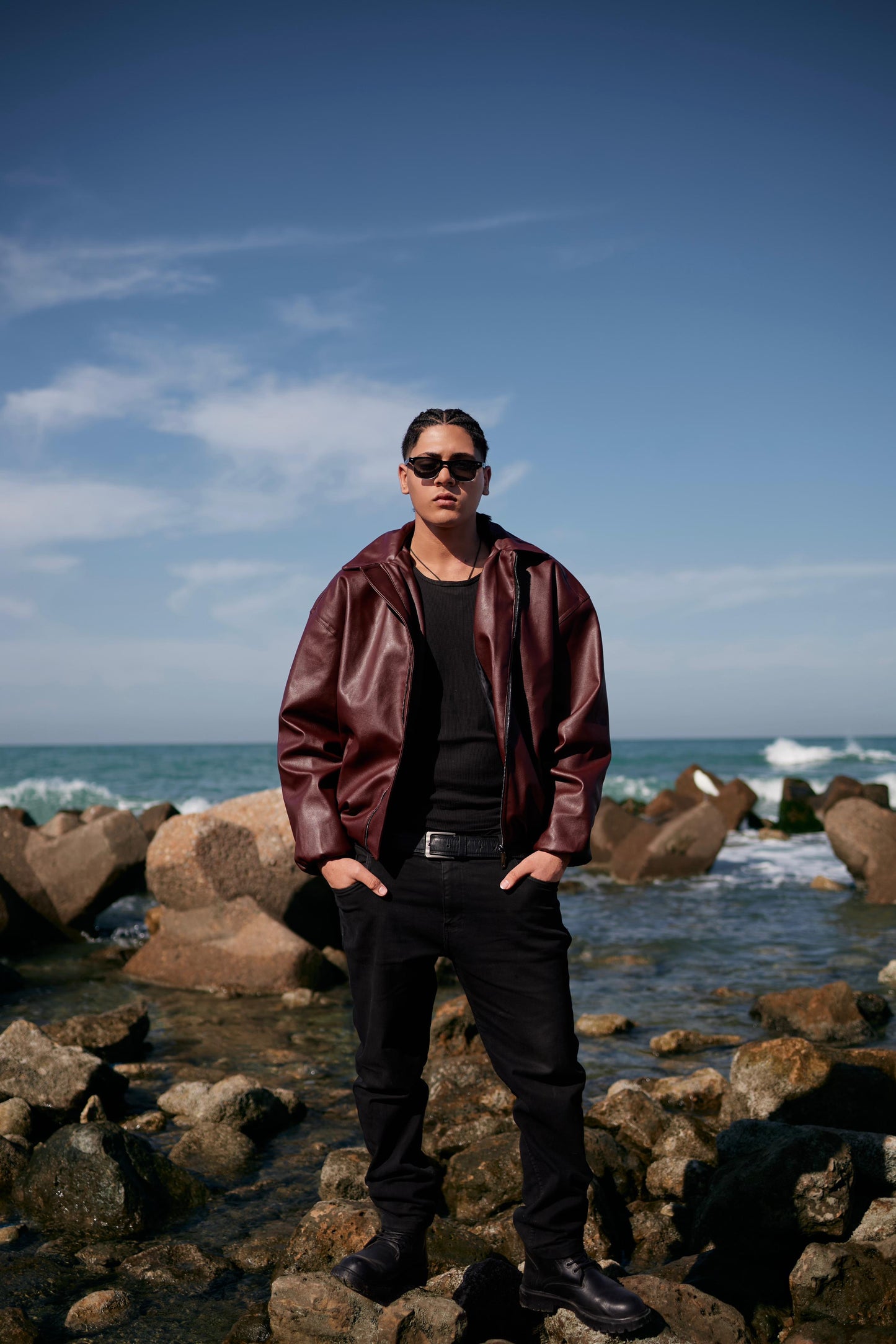 BURGUNDY LEATHER JACKET